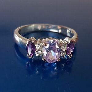 Elegant Purple and Silver Women's Ring